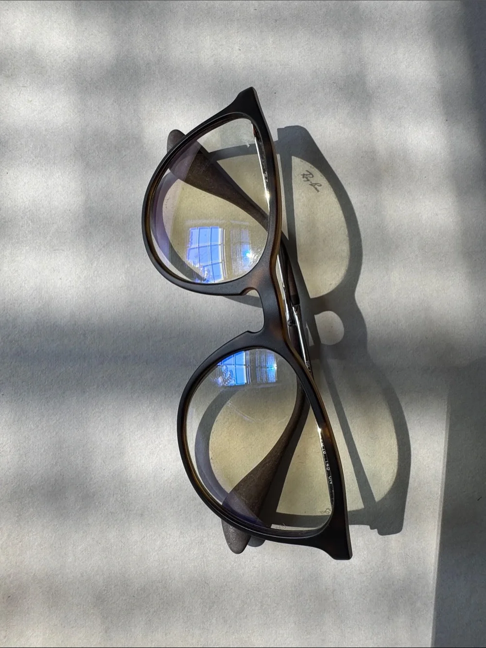 Ray-Ban Brown Matte Tortoiseshell Round Blue Light Blocking Glasses